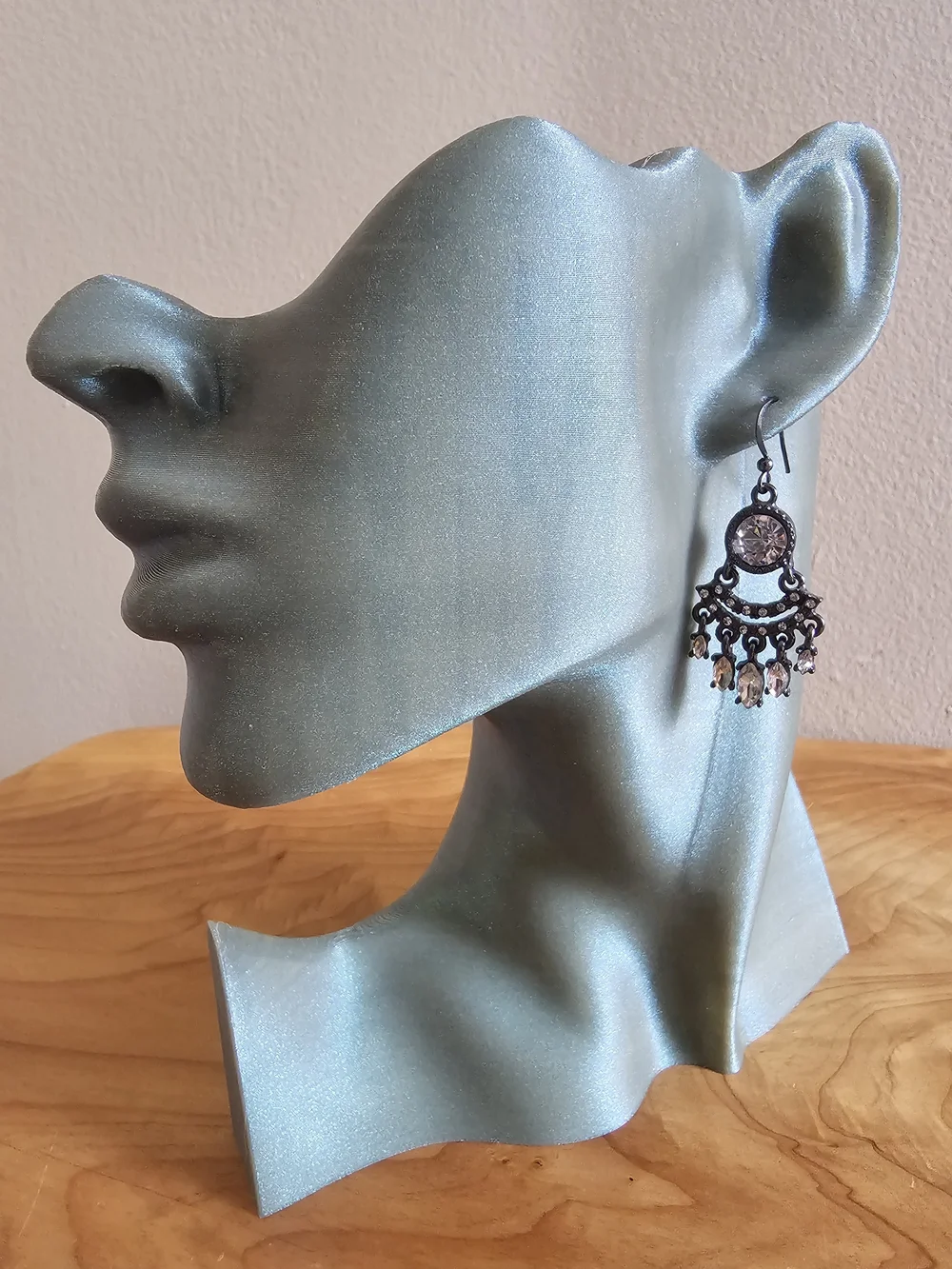 Black Filigree Drop Earrings with Clear Crystal Accents